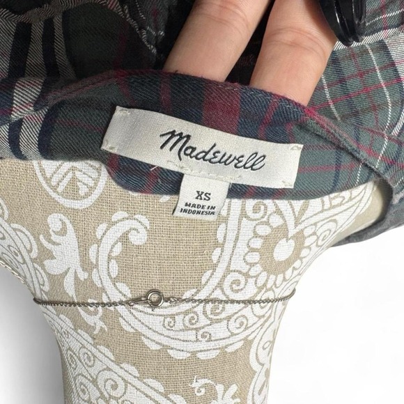 Madewell XS Plaid Button Front Cotton Blouse Long Sleeve Top Casual Fall Shirt - Picture 5 of 7
